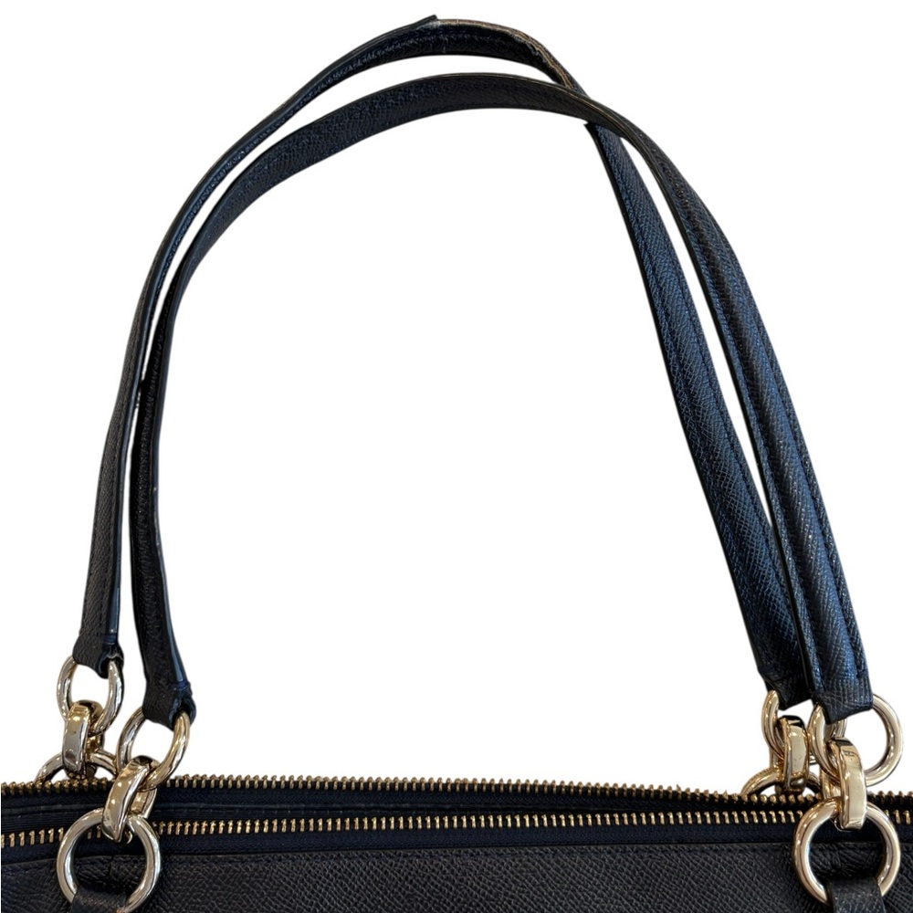 Coach Black Leather Double-Handle Tote - Picture 9 of 16